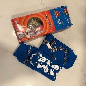 Vtg Looney Tunes 1997 Bugs Bunny Slipper Socks Adult One Size Gripper Sole 90s